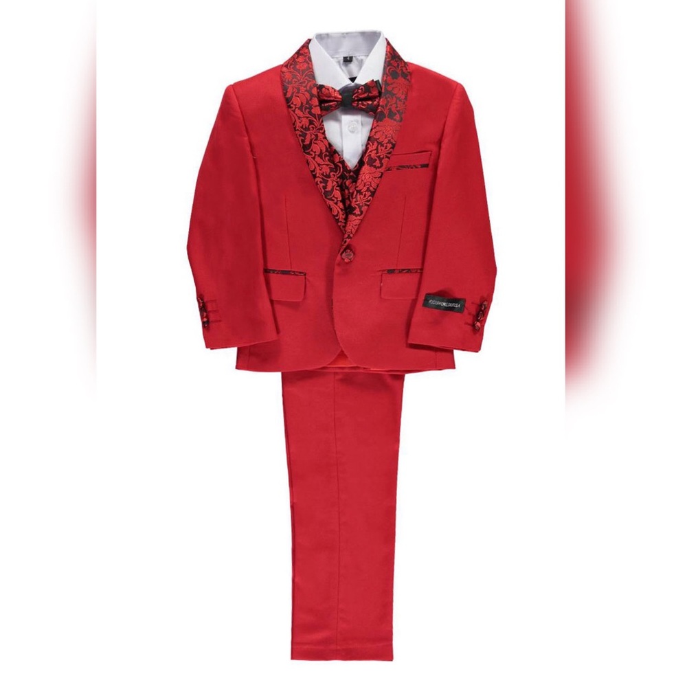 Boys 5-Piece Sophisticated Rich Red Suit🌹